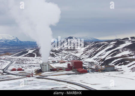 Centrale géothermique Krafla, Islande Banque D'Images