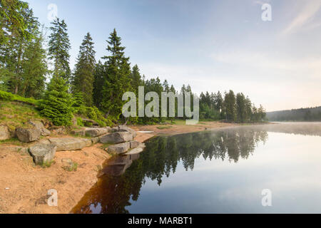 Oderteich, un réservoir historique, dans le parc national du Harz, Basse-Saxe, Allemagne Banque D'Images