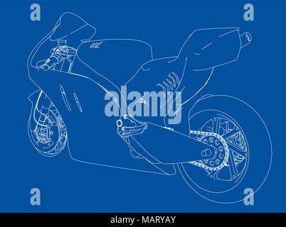 Croquis de moto. 3d illustration Banque D'Images