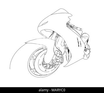 Croquis de moto. 3d illustration Banque D'Images