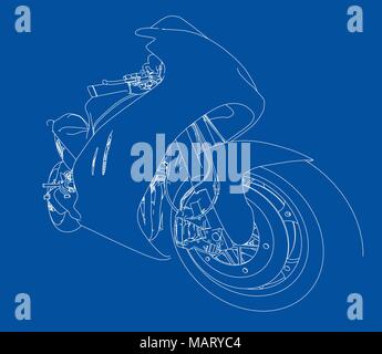 Croquis de moto. 3d illustration Banque D'Images