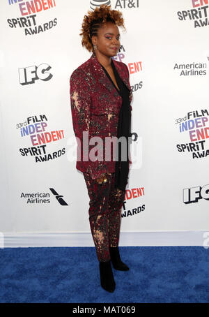 Assister à des célébrités 2018 Film Independent Spirit Awards - Arrivals comprend : Dee Rees Où : Los Angeles, California, United States Quand : 03 mars 2018 Credit : Brian à/WENN.com Banque D'Images