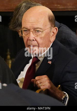 Washington, USA. 3 avril, 2018. Louis Wilbur Ross Jr., secrétaire du Commerce le 3 avril 2018 Photo par Dennis Brack Crédit : Dennis Brack/Alamy Live News Banque D'Images