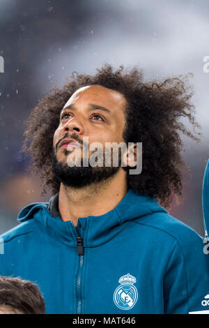 Marcelo Vieira da Silva Junior du Real Madrid lors de la Ligue des Champions UEFA ' ' les quarts de finale, 1ère manche, match entre la Juventus 0-3 Real Madrid au Stade Allianz le 3 avril 2018 à Turin, Italie. Credit : Maurizio Borsari/AFLO/Alamy Live News Banque D'Images