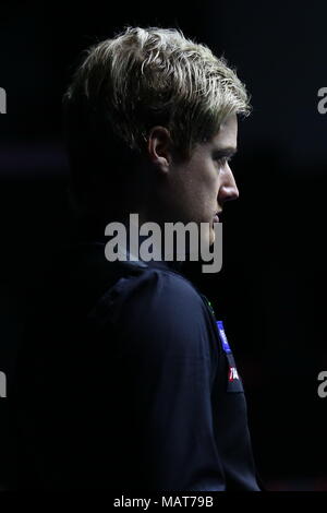 Beijing, Beijing, Chine. 4ème apr 2018. Beijing, Chine-4ème Avril 2018 : Neil Robertson est en concurrence avec Sam Craigie Open de Chine de Snooker à Beijing en 2018, 4 avril 2018. Crédit : SIPA Asie/ZUMA/Alamy Fil Live News Banque D'Images