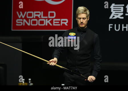 Beijing, Beijing, Chine. 4ème apr 2018. Beijing, Chine-4ème Avril 2018 : Neil Robertson est en concurrence avec Sam Craigie Open de Chine de Snooker à Beijing en 2018, 4 avril 2018. Crédit : SIPA Asie/ZUMA/Alamy Fil Live News Banque D'Images