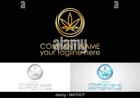 Marijuana Gold logo Vector Illustration de Vecteur