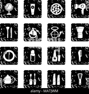 Grunge vector icons set cosmétique Illustration de Vecteur