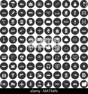 Ingénierie 100 icons set cercle noir Illustration de Vecteur