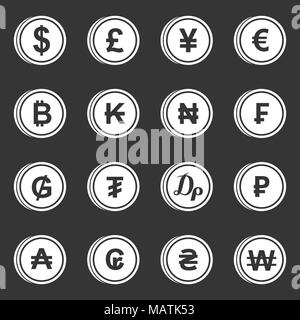 Bureau de pays différents icons set vector gris Illustration de Vecteur