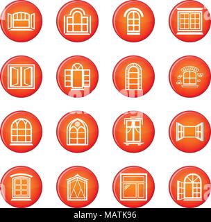 Design fenêtre icons set vector rouge Illustration de Vecteur