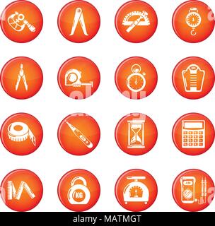 Précision de mesure icons set vector rouge Illustration de Vecteur