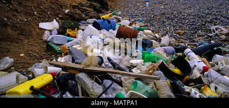 Pollution atmosphérique, y compris la plage de Sheringham, plastiques, North Nortfolk, England, UK, FR. Banque D'Images