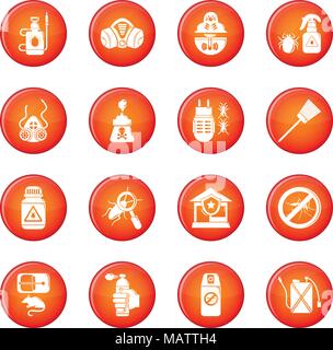 Outils antiparasitaires icons set vector rouge Illustration de Vecteur