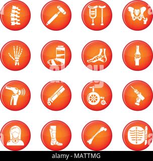 Les outils en os orthopédiste icons set vector rouge Illustration de Vecteur