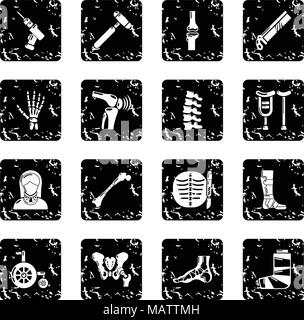 Les outils en os orthopédiste grunge vector icons set Illustration de Vecteur