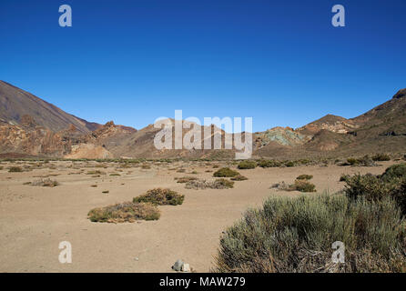 Certains des coulées multicolores trouvés sur les flancs du Mont Tide Volcan de Tenerife, dans les Canaries. Banque D'Images