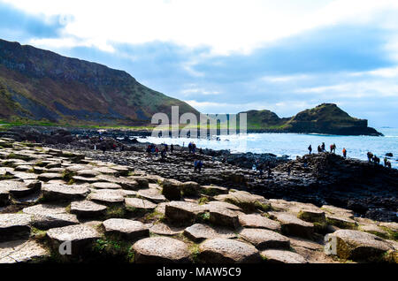 Chaussée des géants de roches volcaniques de la côte pierres hexagonales cliff Irlande du Nord UK attraction wonder unesco Banque D'Images