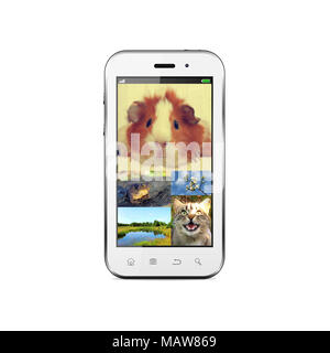 Smart-phone avec des animaux et des photos de paysage sur l'écran Banque D'Images