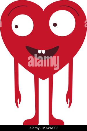 Vector illustration de coeur sourire rouge sur fond blanc. Art design pour Valentine s Day bonjour et la carte, web, bannière, affiche, dépliant, brochure, Illustration de Vecteur
