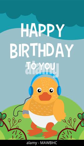 Carte Joyeux Anniversaire Canard Image Vectorielle Stock Alamy