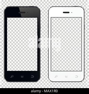 Les smartphones avec écran transparent réaliste isolé sur fond transparent Illustration de Vecteur