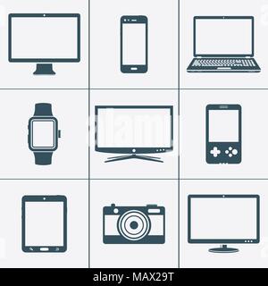 Les appareils numériques modernes et de gadgets électroniques icônes Illustration de Vecteur