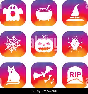 Halloween icons set Illustration de Vecteur