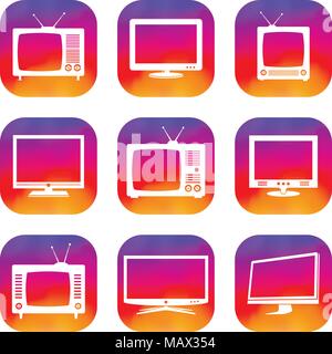 Les applications TÉLÉ Vector icons set Illustration de Vecteur