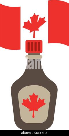 Sirop d'érable et de bouteille drapeau canadien Illustration de Vecteur