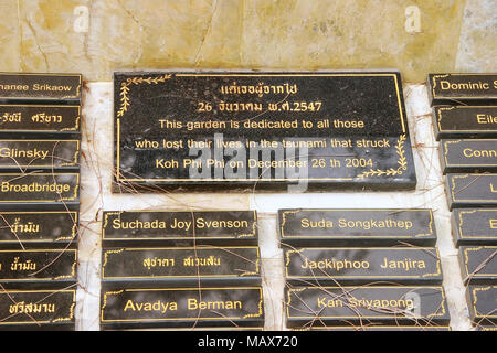 Mémorial du tsunami sur l'île de Phi Phi Don, province de Krabi, Thaïlande. Koh Phi Phi Don a été frappé par l'Océan indien en décembre 2004 Banque D'Images