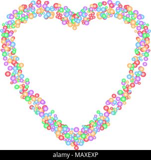 Motif en forme de coeur formé par les cercles colorés dans différentes tailles, isolé sur fond blanc (transparent). Vector illustration. Illustration de Vecteur