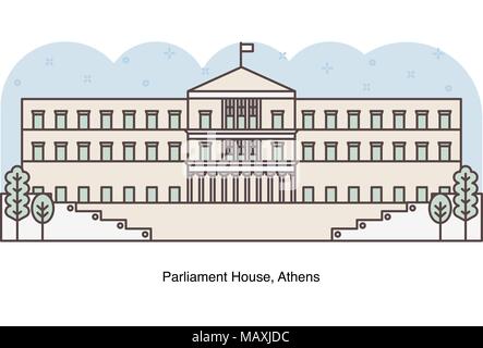 Ligne vectorielle Illustration de la Maison du Parlement grec, Athènes, Grèce. Illustration de Vecteur