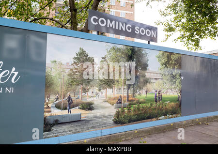 Image générée par ordinateur sur billboard at site de nouveau le développement immobilier à Islington, Londres, Royaume-Uni Banque D'Images