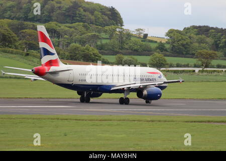 G-EUYB, un Airbus A320-232 exploité par British Airways, à l'aéroport de Prestwick en Ayrshire. Banque D'Images