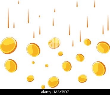 Coins falling vector illustration. Pièces abstraites laissant tomber la pluie d'or télévision moderne concept design dessin animé isolé sur fond blanc Illustration de Vecteur