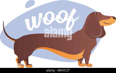 Chien heureux. Woof. Il télévision style. Cartoon Teckel est une illustration simple. Illustration de Vecteur
