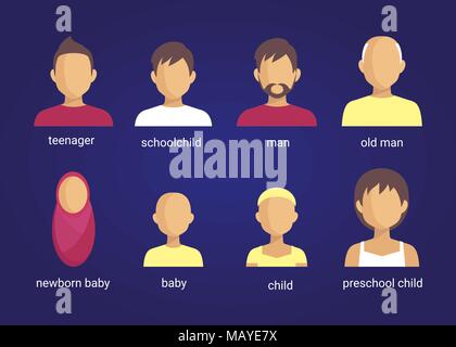 Avatar profil icon set, dont des hommes.Vector Illustration de Vecteur