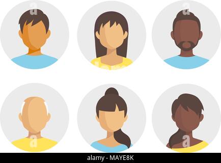 Avatar profil icon set, dont des hommes.Vector Illustration de Vecteur