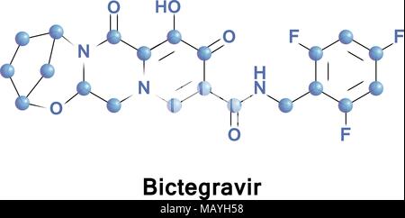 Bictegravir est un nouveau médicament de la classe des inhibiteurs de l'intégrase Illustration de Vecteur