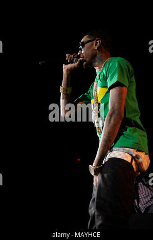 Le rappeur Deandre Way aka Soulja Boy Tell 'Em effectuant de la Summer Explosion à la sports arena le 20 août 2011 à Los Angeles, Californie. Banque D'Images