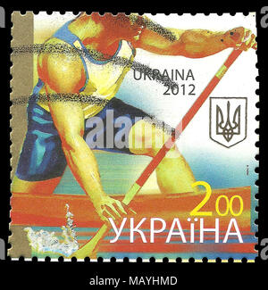 Ukraine - timbres en 2012 : Edition de couleur sur le sport, c'est la vie, spectacles de sprint en canoë Banque D'Images