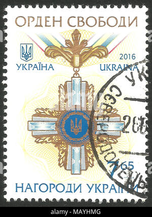 Ukraine - timbres en 2016 : Edition de couleur sur les marques d'excellence, montre la liberté Award Banque D'Images