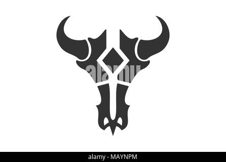 icône logo crâne de taureau Illustration de Vecteur