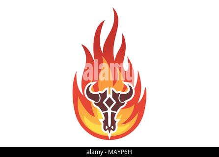 lancer le vecteur de l'icône du crâne de taureau Illustration de Vecteur