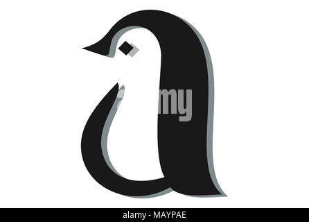 lettre une icône de logo de pingouin abstrait Illustration de Vecteur