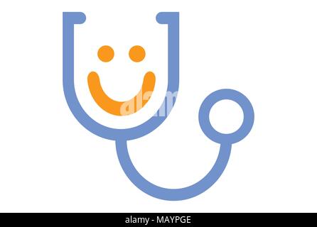 stéthoscope sourire logo médical icône Illustration de Vecteur