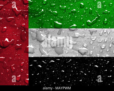 Pavillon d'Émirats Arabes Unis avec des gouttes de pluie Banque D'Images