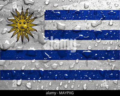 Pavillon de l'Uruguay avec gouttes de pluie Banque D'Images