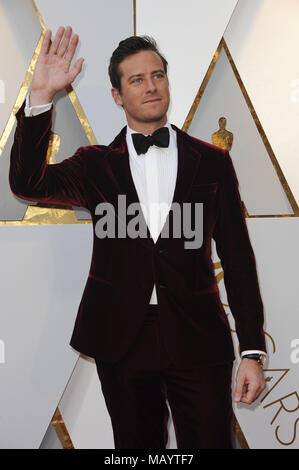 La 90e Academy Awards et comprennent des arrivées : Armie Hamme Où : Los Angeles, California, United States Quand : 04 mars 2018 : Crédit/WENN.com Apega Banque D'Images